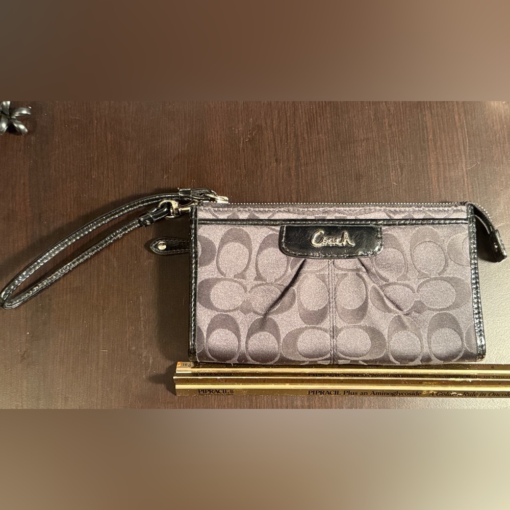 Coach Charcoal Wristlet with Black Accents